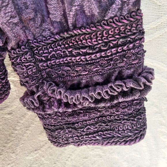 Coldwater Creek Royal Purple Jacquard Jacket W/Embroidery & Ruffles XL (T-385) - Picture 10 of 14